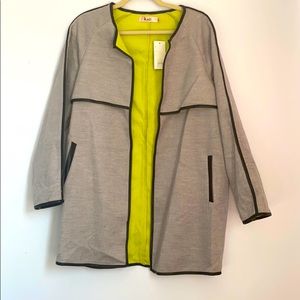 New leather trim cardigan